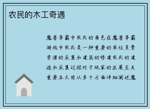 农民的木工奇遇